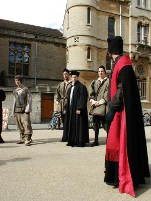 Mr Winkle, a gaoler at The Bocardo prison, Oxford (Ned Harrison), Guard, Thomas Cranmer, Guard, Edmund Bonner