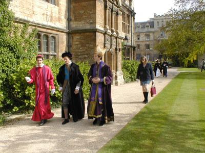 Simon Renard, the Earl of Arundel and Stephen Gardiner in Trinity front quad